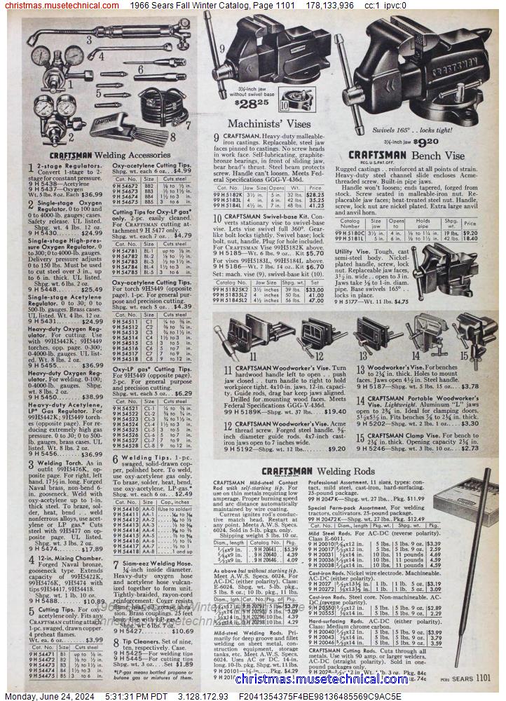 1966 Sears Fall Winter Catalog, Page 1101