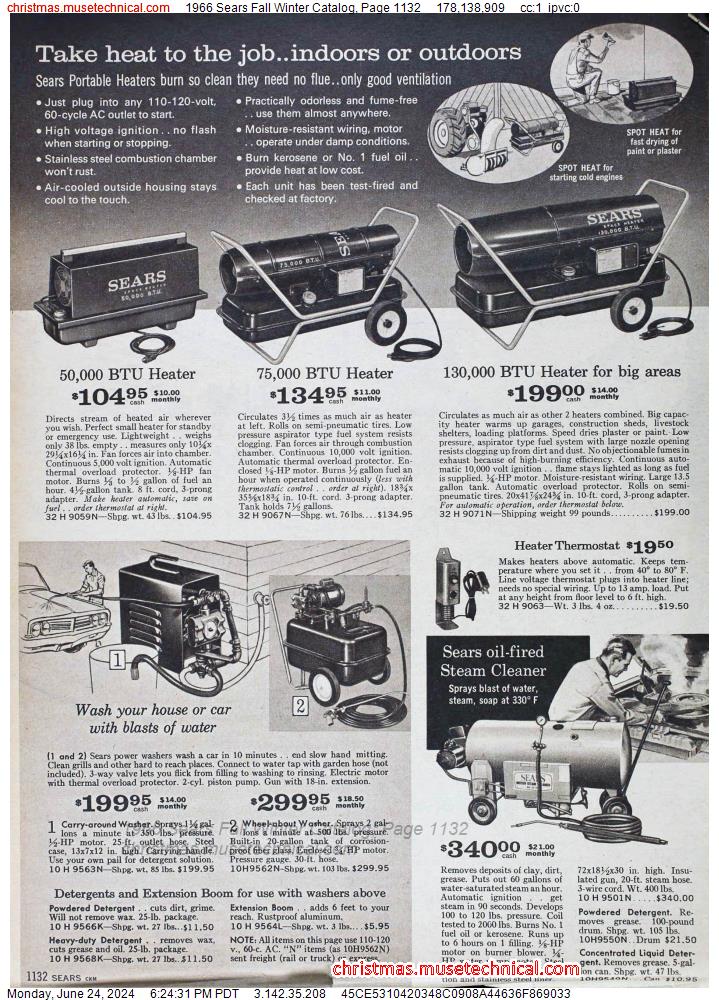 1966 Sears Fall Winter Catalog, Page 1132