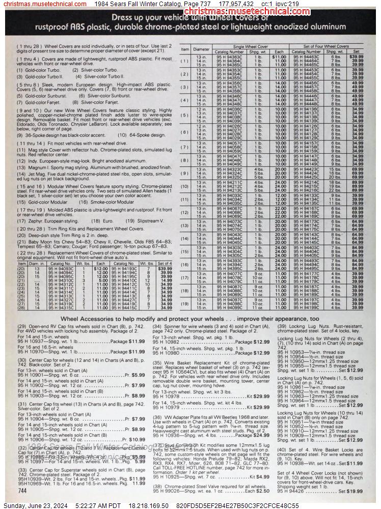 1984 Sears Fall Winter Catalog, Page 737