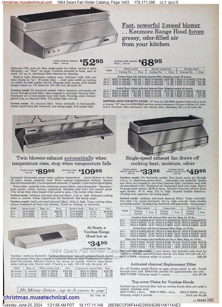1964 Sears Fall Winter Catalog, Page 1403