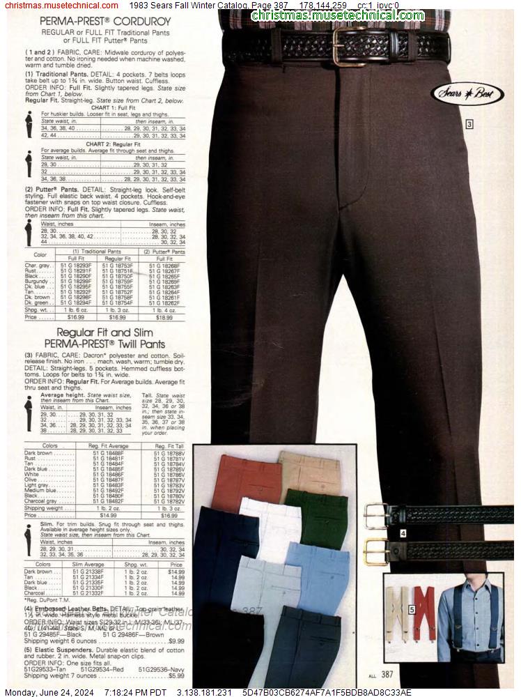 1983 Sears Fall Winter Catalog, Page 387