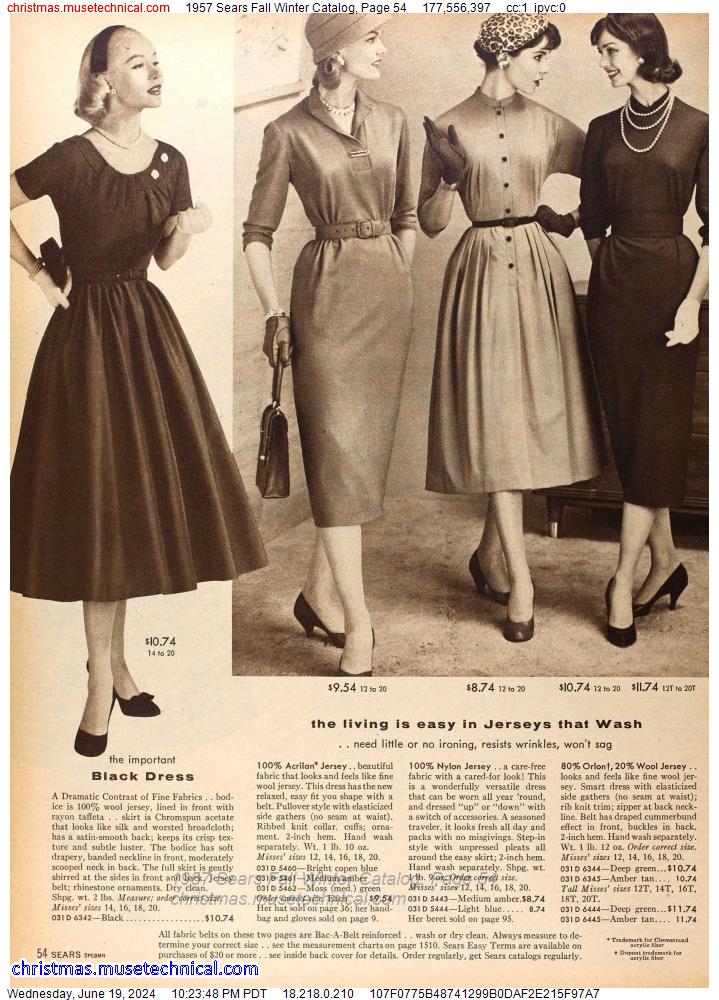 1957 Sears Fall Winter Catalog, Page 54