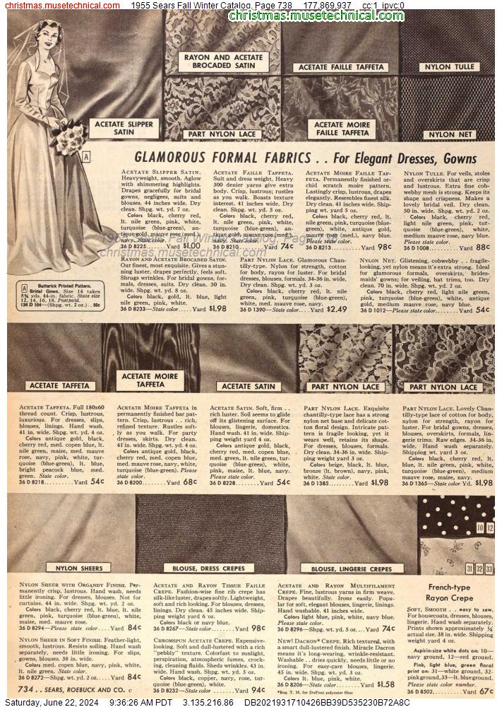 1955 Sears Fall Winter Catalog, Page 738
