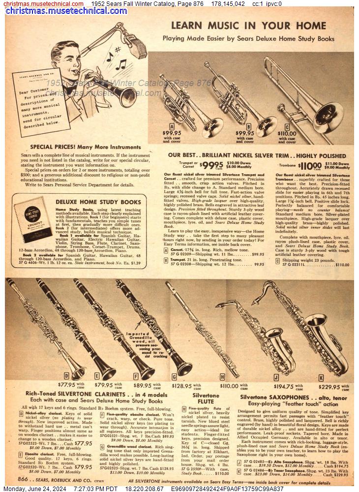 1952 Sears Fall Winter Catalog, Page 876