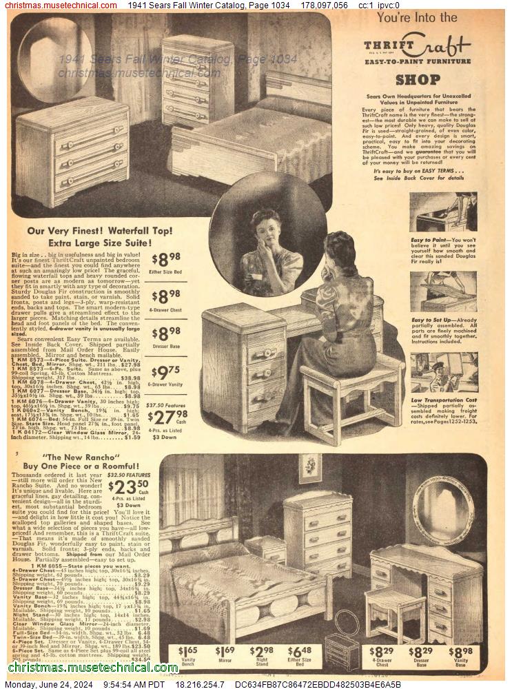 1941 Sears Fall Winter Catalog, Page 1034