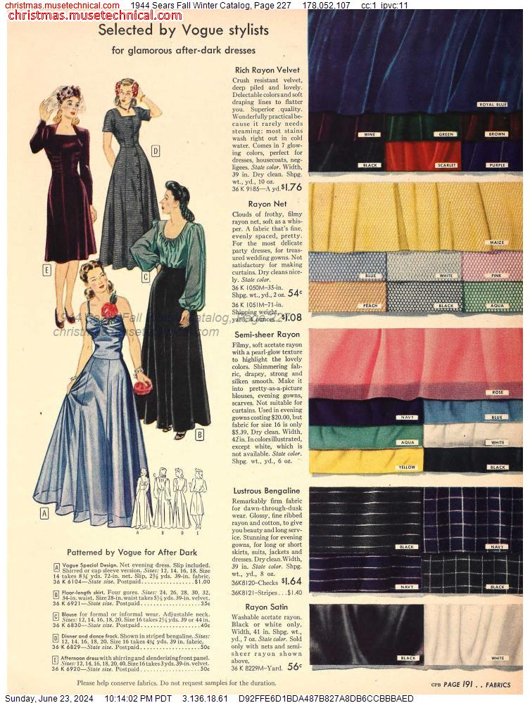 1944 Sears Fall Winter Catalog, Page 227