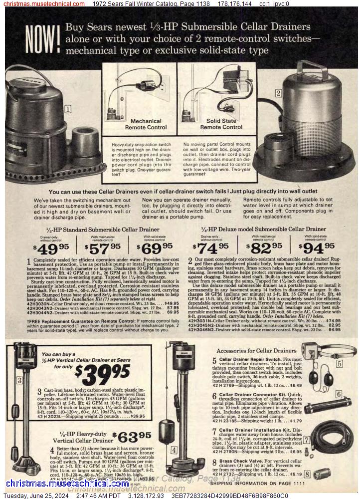 1972 Sears Fall Winter Catalog, Page 1138