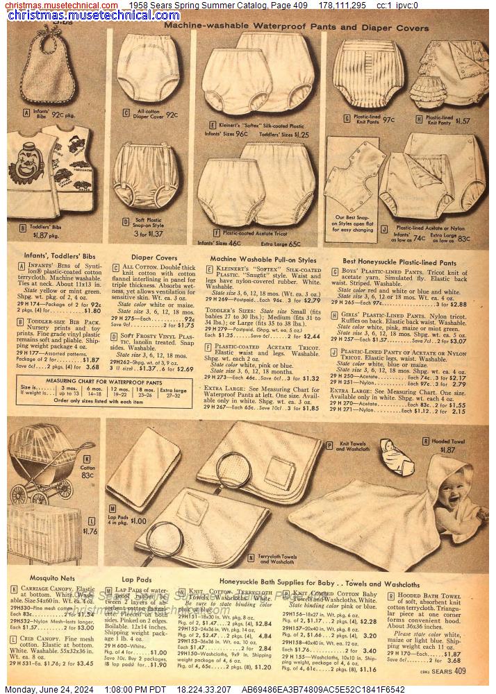 1958 Sears Spring Summer Catalog, Page 409
