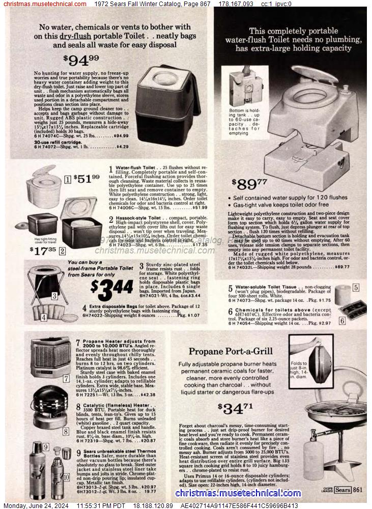 1972 Sears Fall Winter Catalog, Page 867