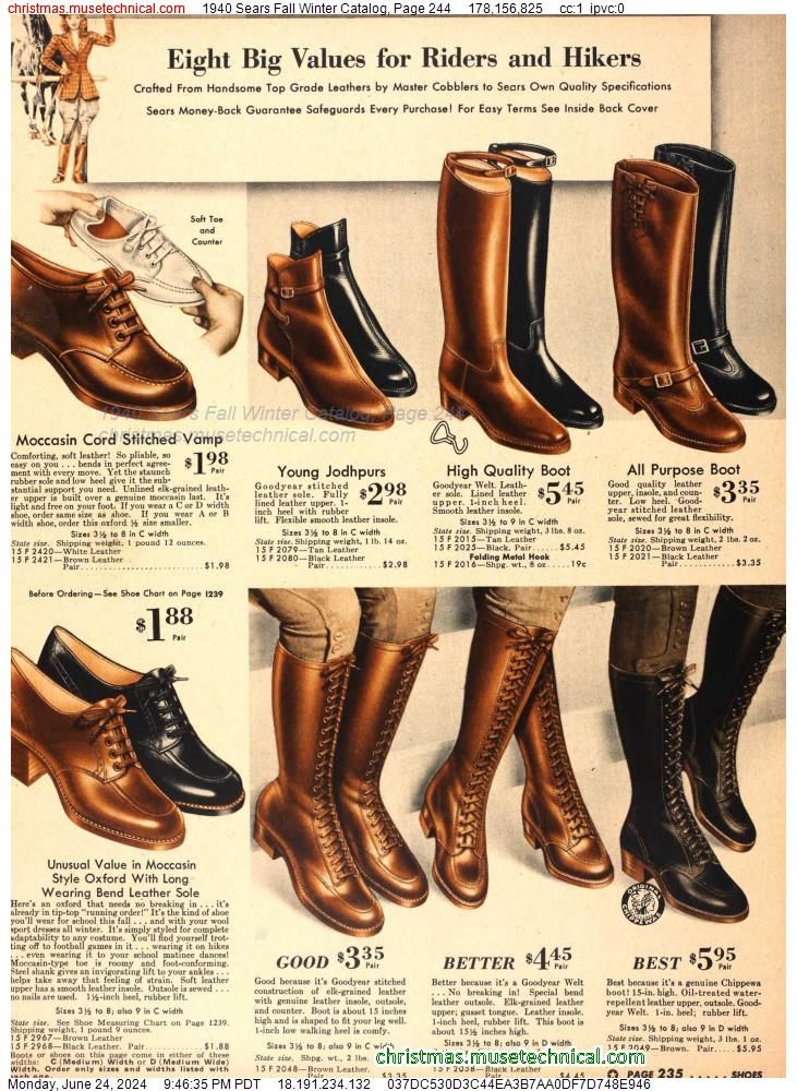 1940 Sears Fall Winter Catalog, Page 244