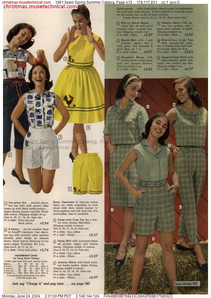 1961 Sears Spring Summer Catalog, Page 413