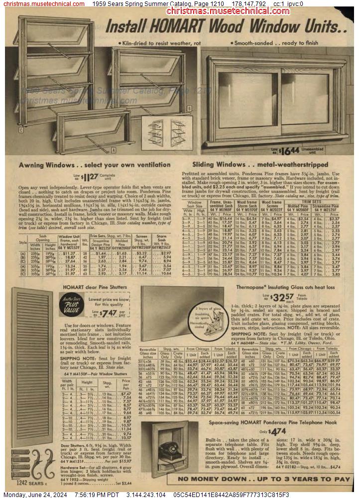 1959 Sears Spring Summer Catalog, Page 1210