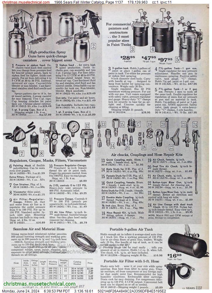 1966 Sears Fall Winter Catalog, Page 1137