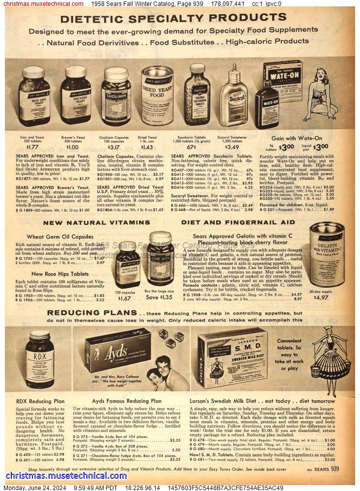 1958 Sears Fall Winter Catalog, Page 939