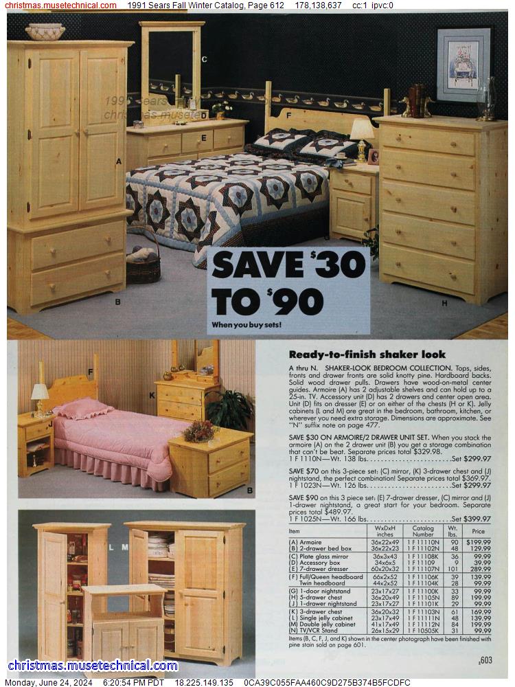 1991 Sears Fall Winter Catalog, Page 612