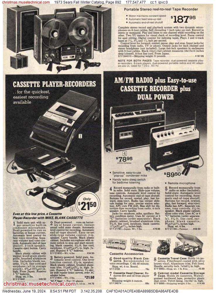 1973 Sears Fall Winter Catalog, Page 892