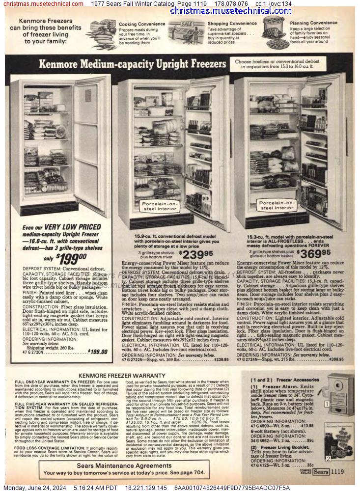 1977 Sears Fall Winter Catalog, Page 1119