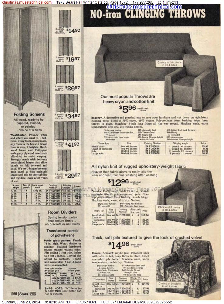 1973 Sears Fall Winter Catalog, Page 1072