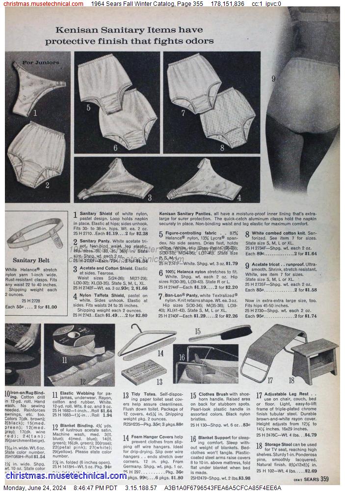1964 Sears Fall Winter Catalog, Page 355