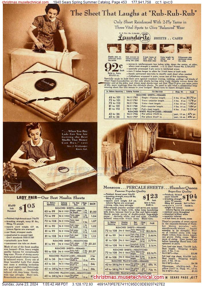 1940 Sears Spring Summer Catalog, Page 453
