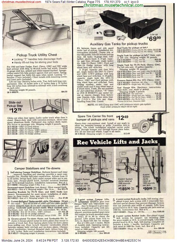 1974 Sears Fall Winter Catalog, Page 775