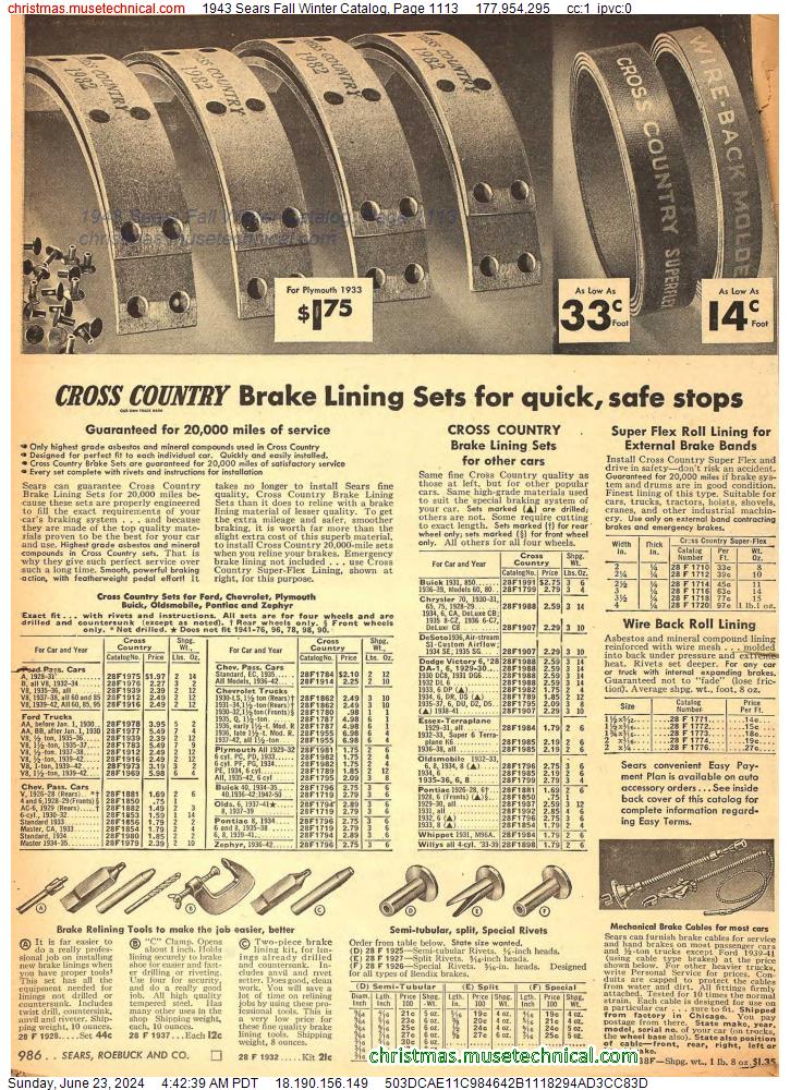 1943 Sears Fall Winter Catalog, Page 1113