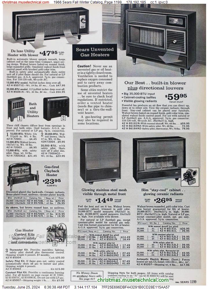 1966 Sears Fall Winter Catalog, Page 1199