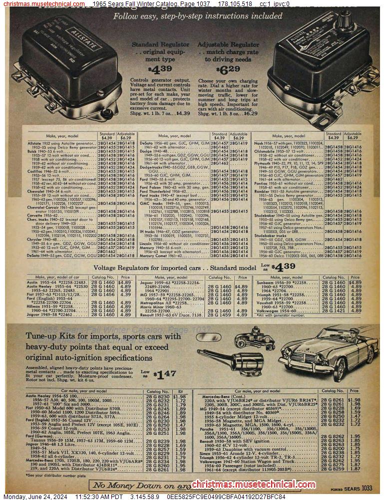 1965 Sears Fall Winter Catalog, Page 1037