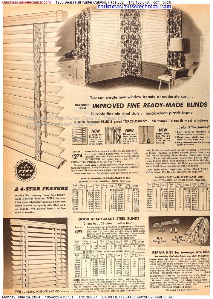 1955 Sears Fall Winter Catalog, Page 802
