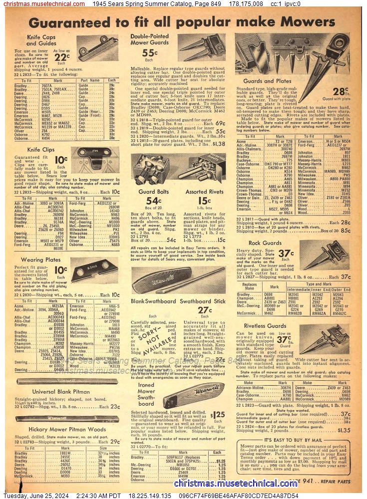 1945 Sears Spring Summer Catalog, Page 849