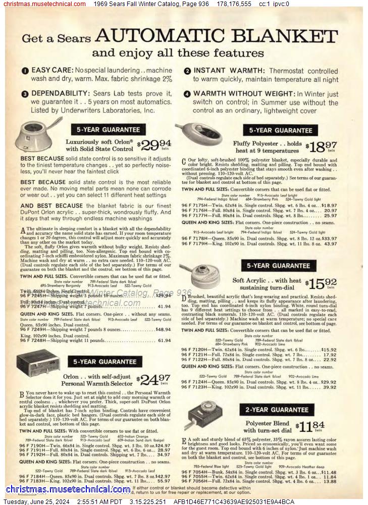 1969 Sears Fall Winter Catalog, Page 936