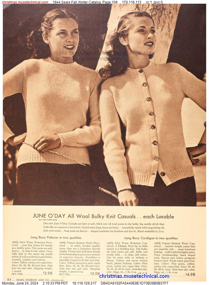 1944 Sears Fall Winter Catalog, Page 108