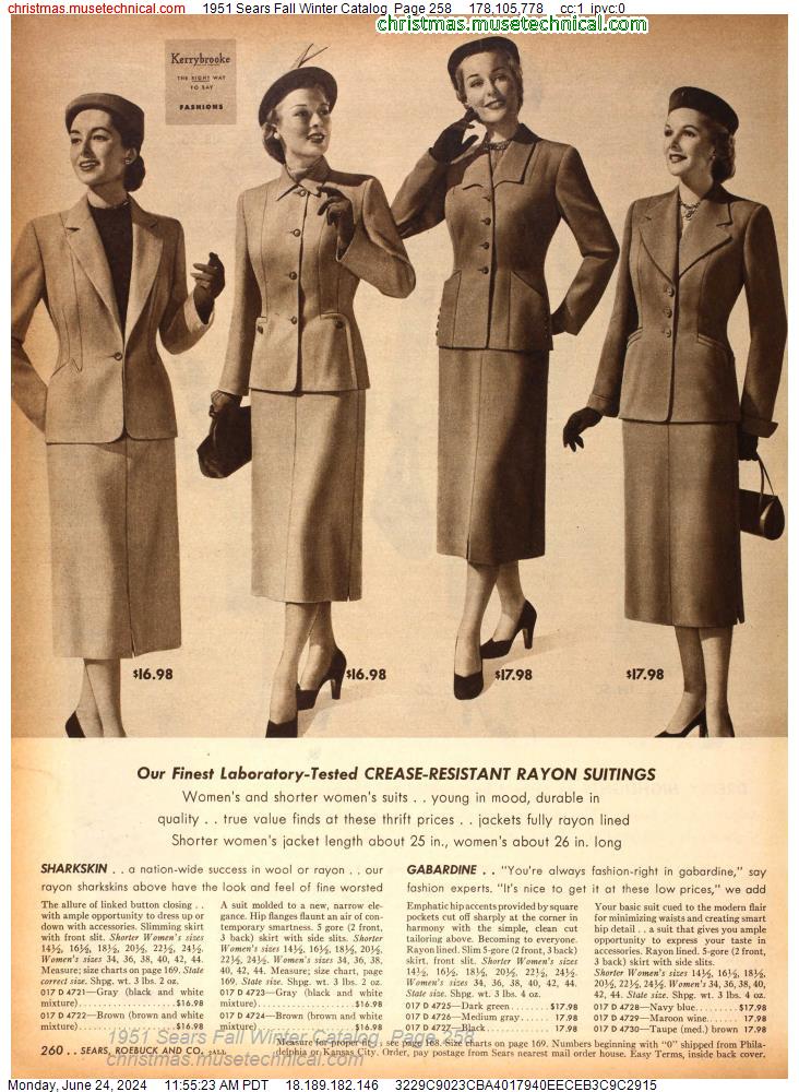 1951 Sears Fall Winter Catalog, Page 258