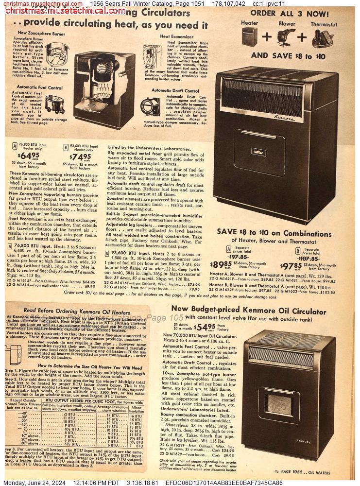 1956 Sears Fall Winter Catalog, Page 1051