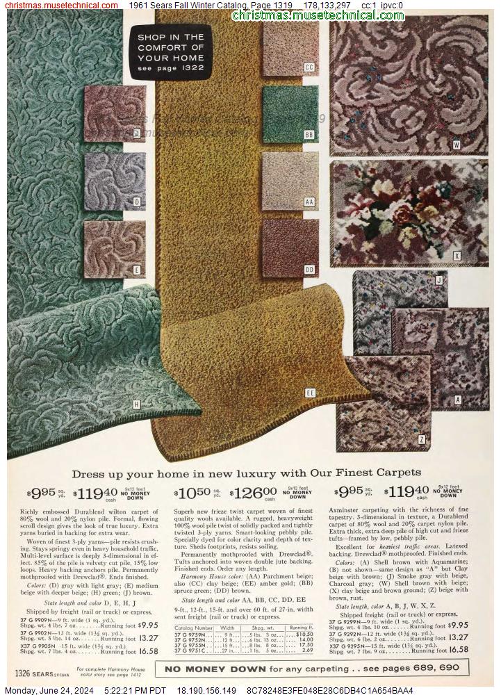 1961 Sears Fall Winter Catalog, Page 1319