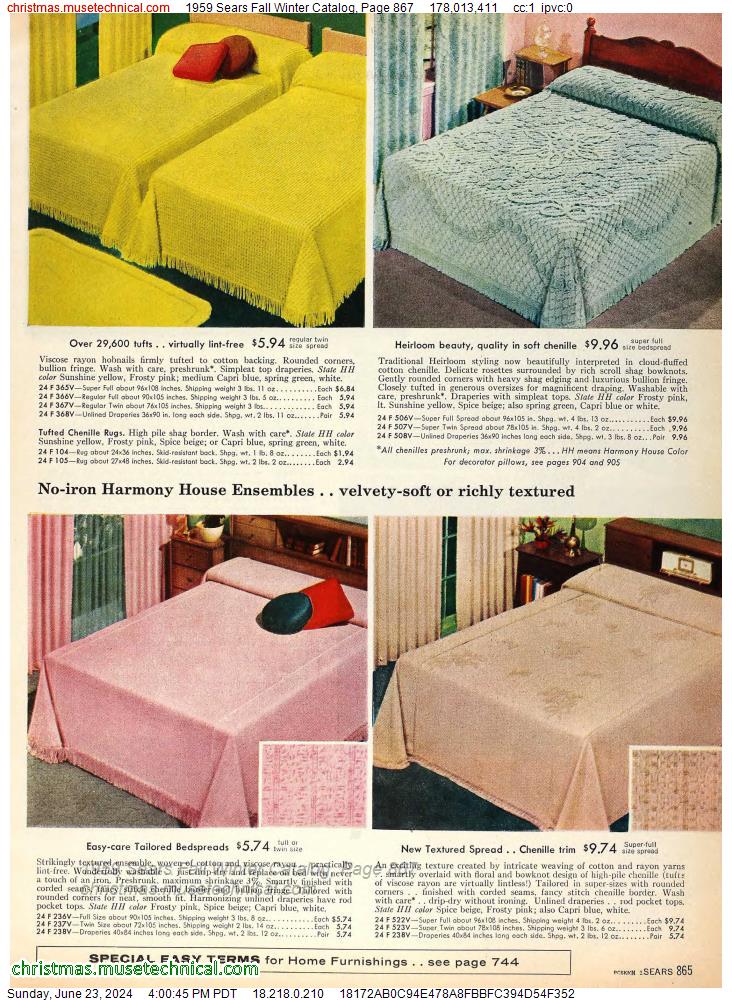 1959 Sears Fall Winter Catalog, Page 867