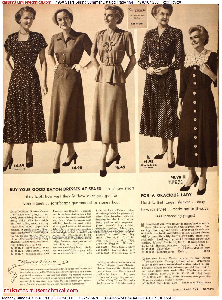 1950 Sears Spring Summer Catalog, Page 194