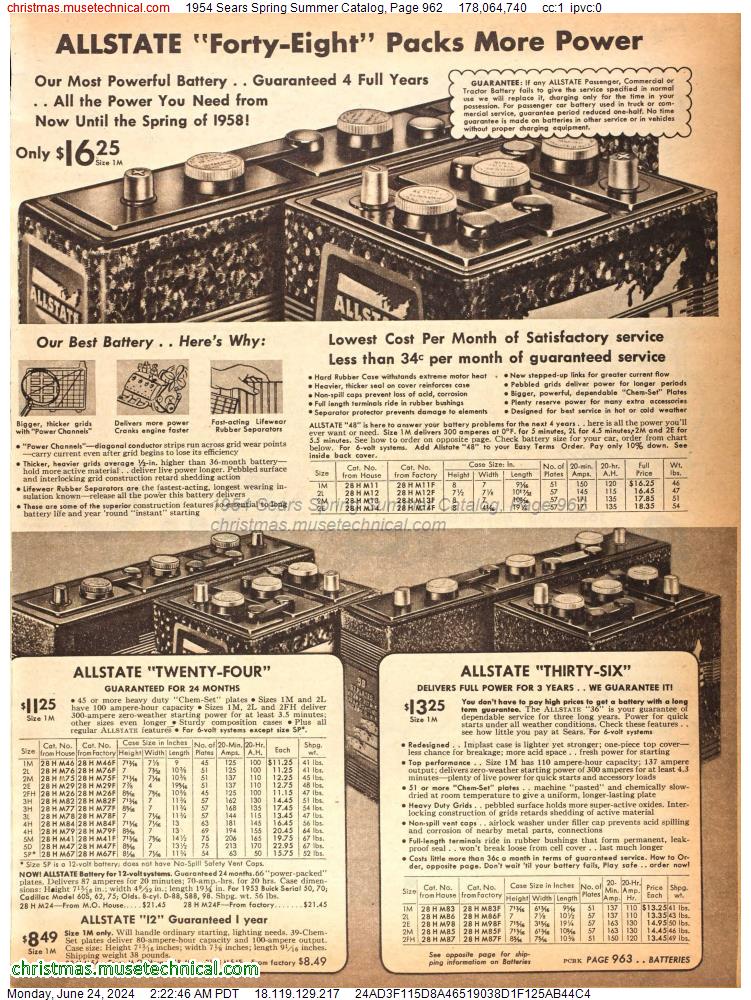 1954 Sears Spring Summer Catalog, Page 962
