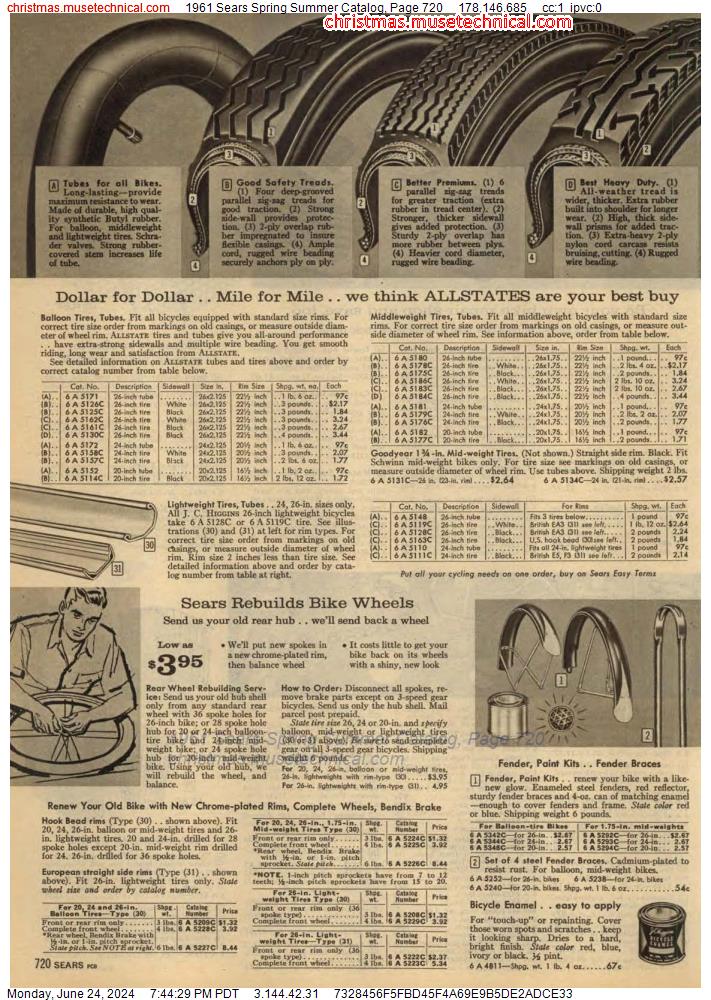 1961 Sears Spring Summer Catalog, Page 720
