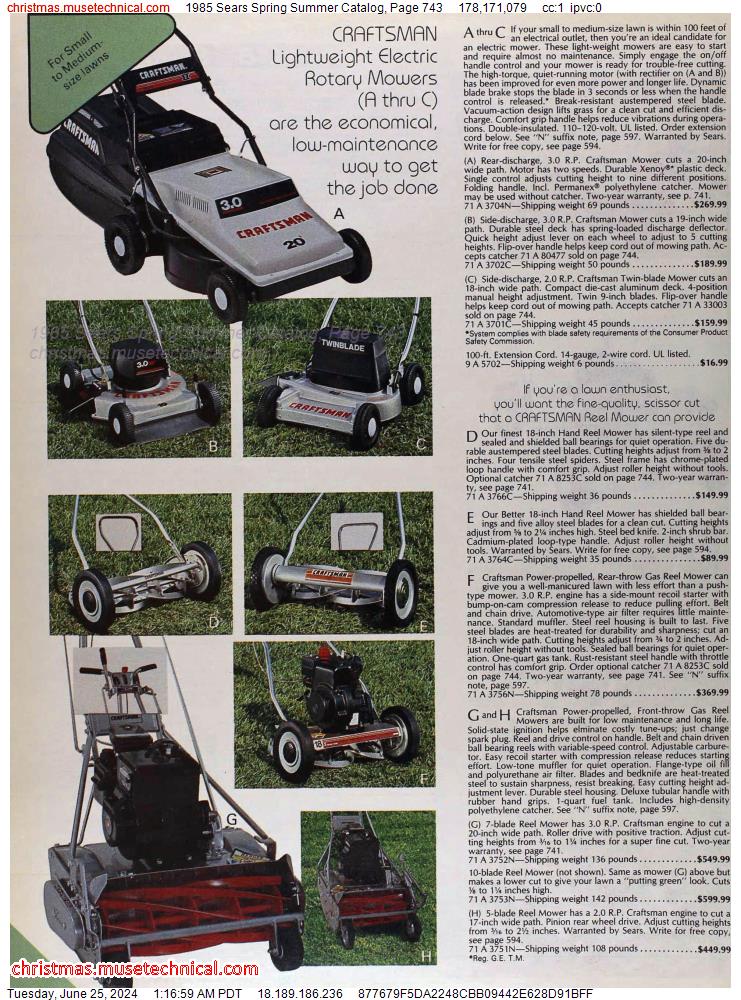 1985 Sears Spring Summer Catalog, Page 743