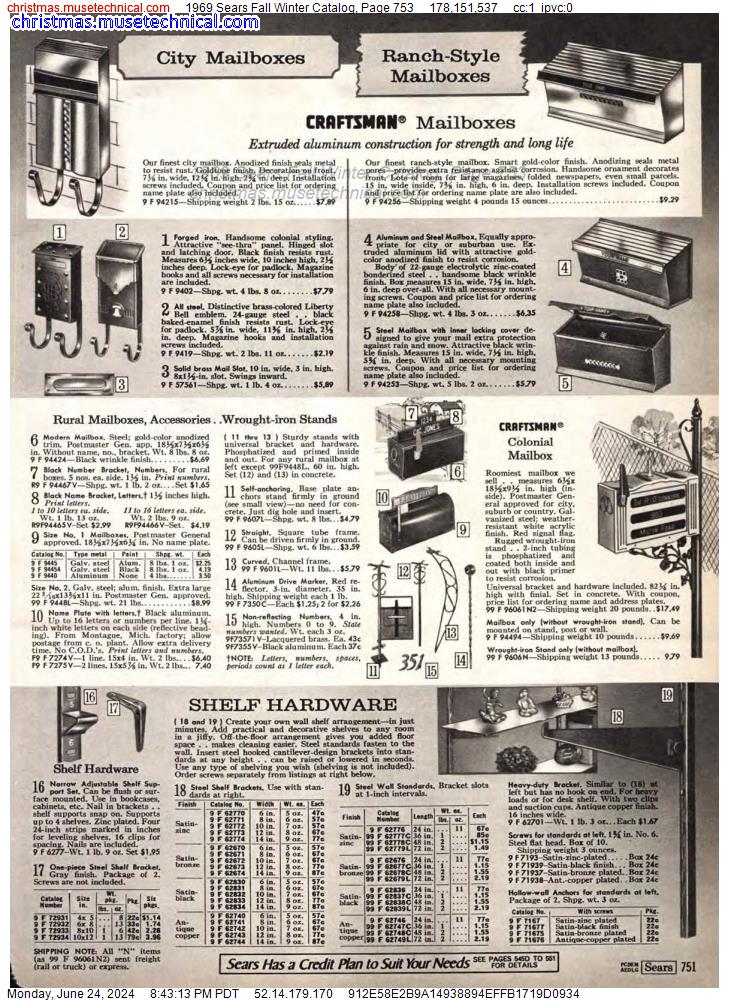 1969 Sears Fall Winter Catalog, Page 753