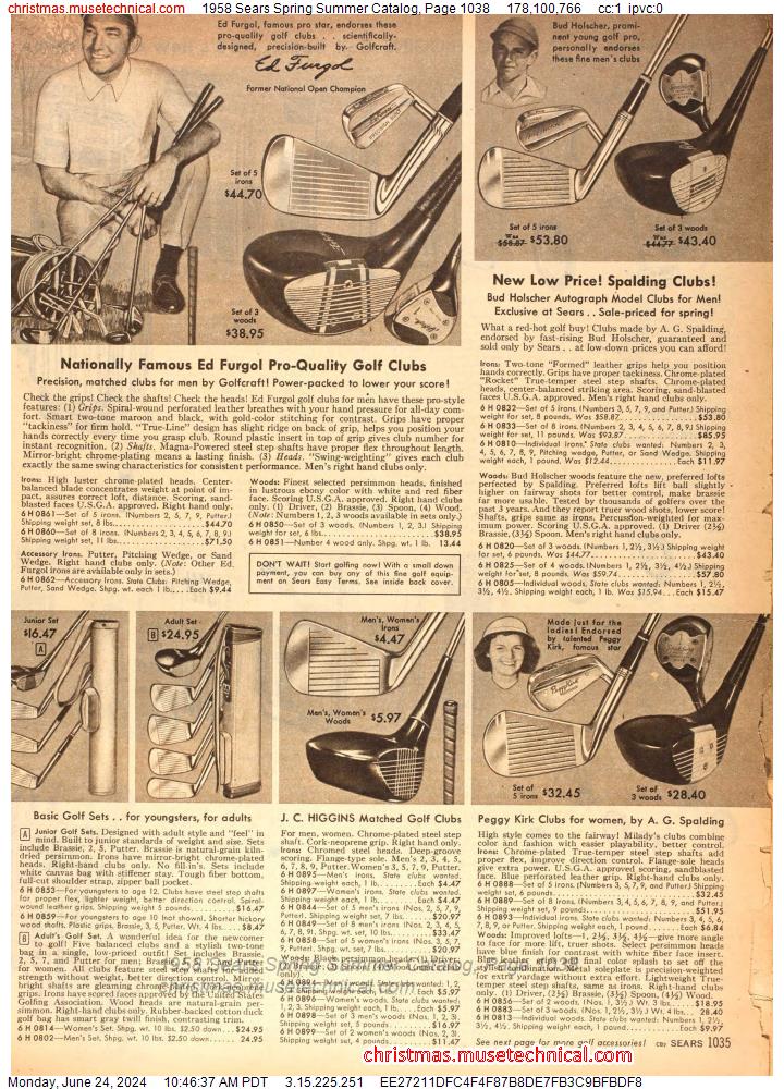 1958 Sears Spring Summer Catalog, Page 1038