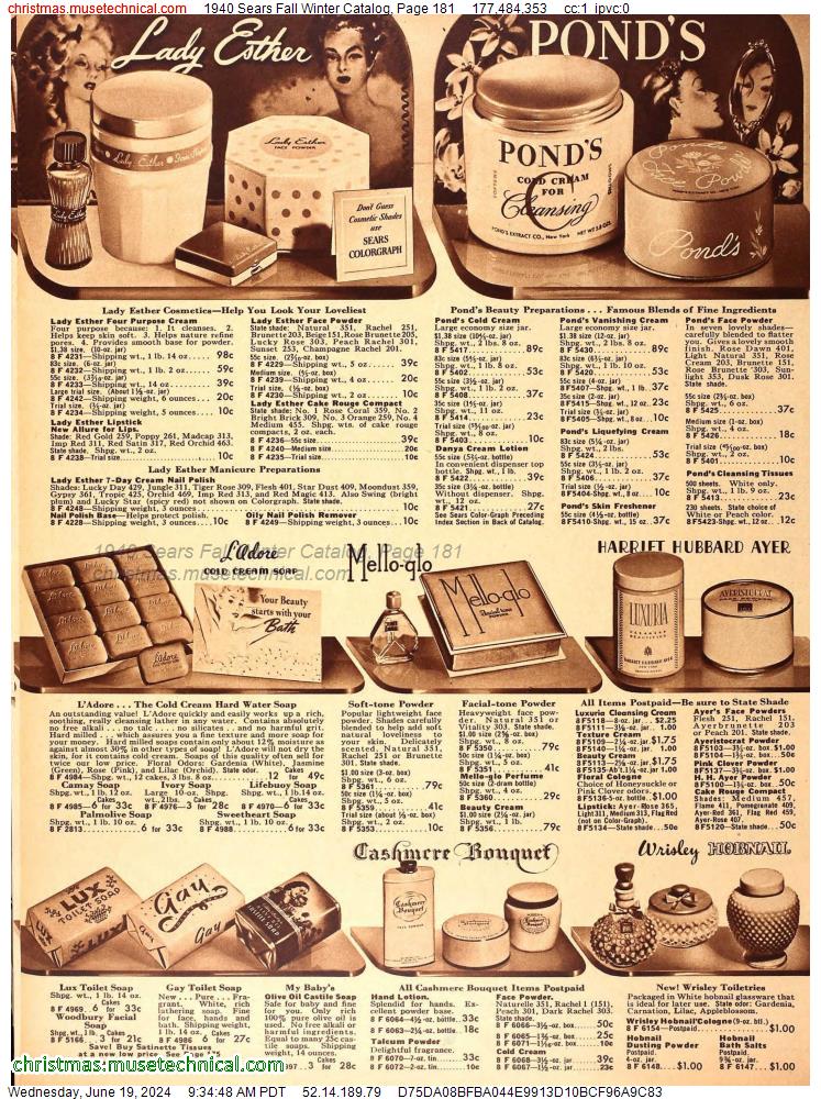 1940 Sears Fall Winter Catalog, Page 181