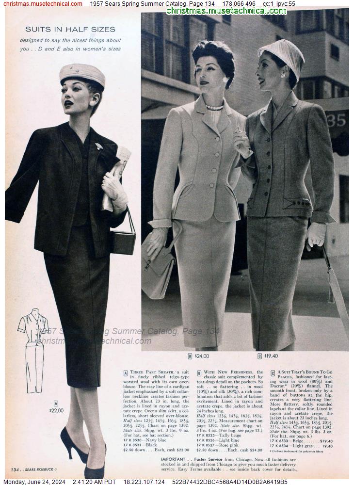 1957 Sears Spring Summer Catalog, Page 134