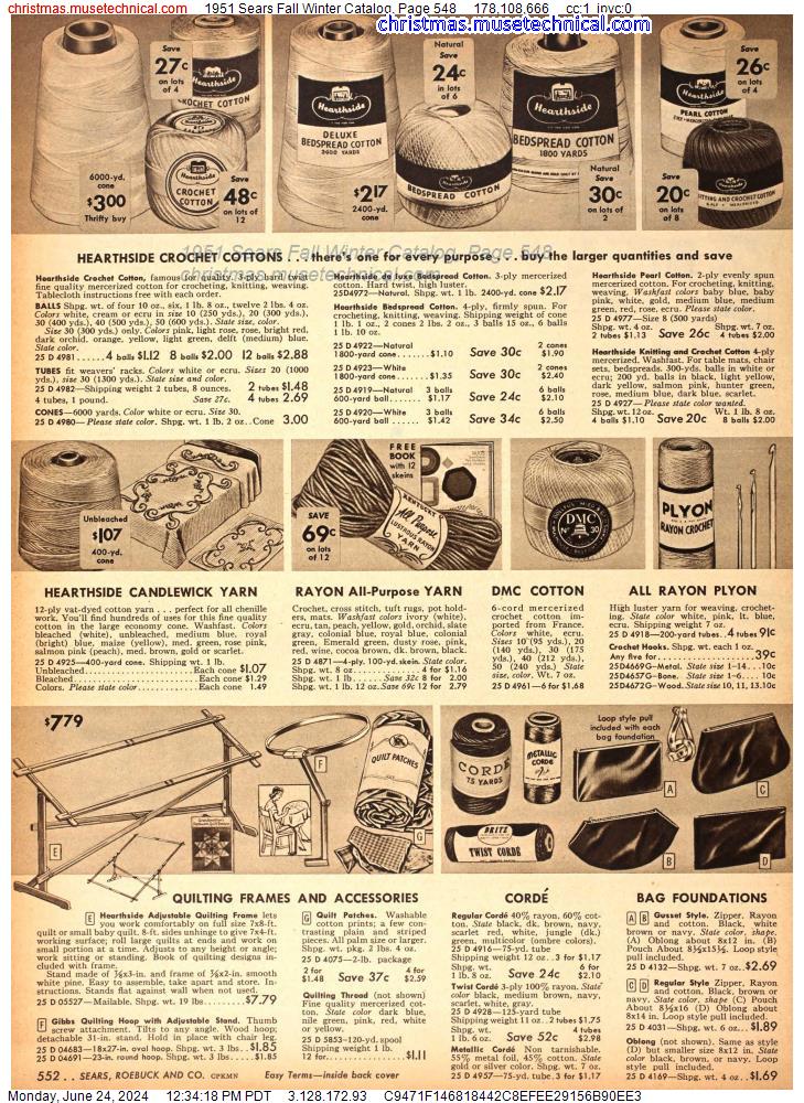 1951 Sears Fall Winter Catalog, Page 548