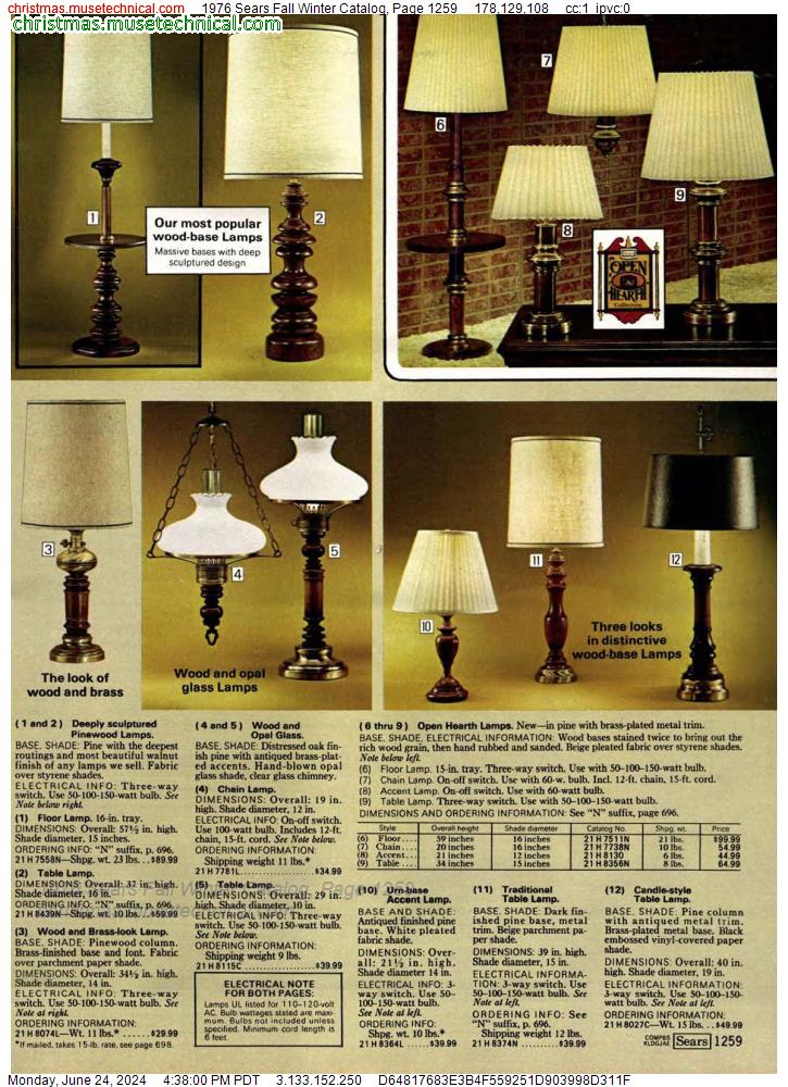 1976 Sears Fall Winter Catalog, Page 1259