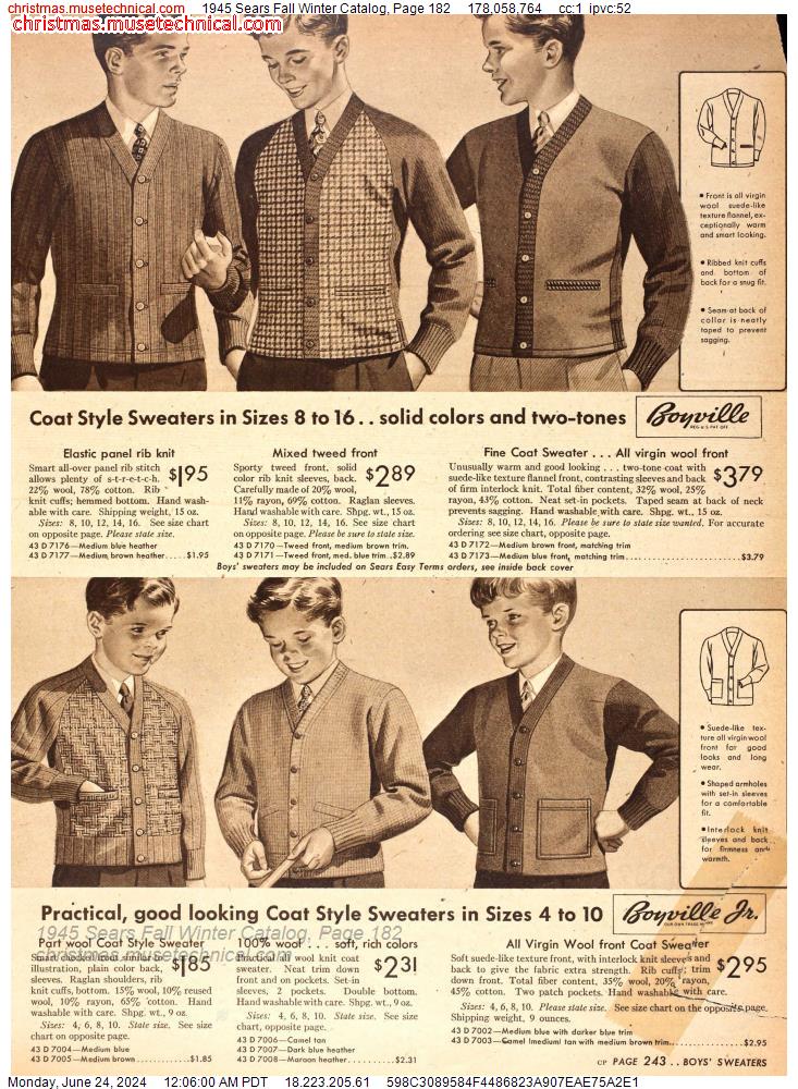 1945 Sears Fall Winter Catalog, Page 182