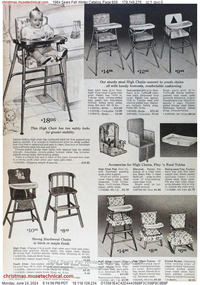 1964 Sears Fall Winter Catalog, Page 609