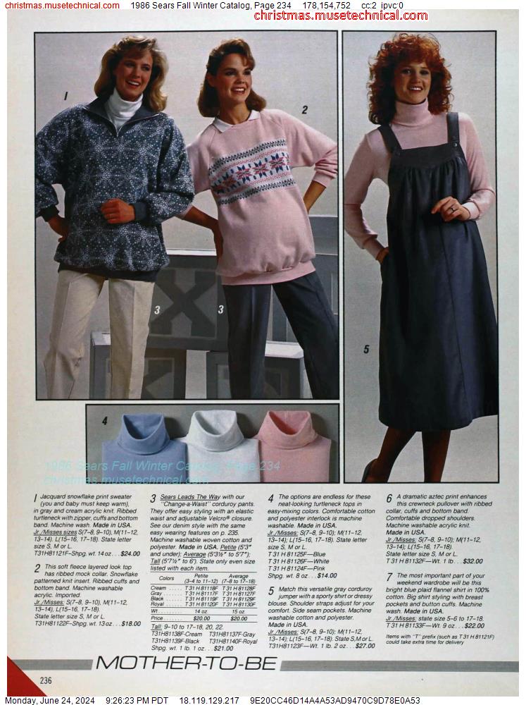 1986 Sears Fall Winter Catalog, Page 234