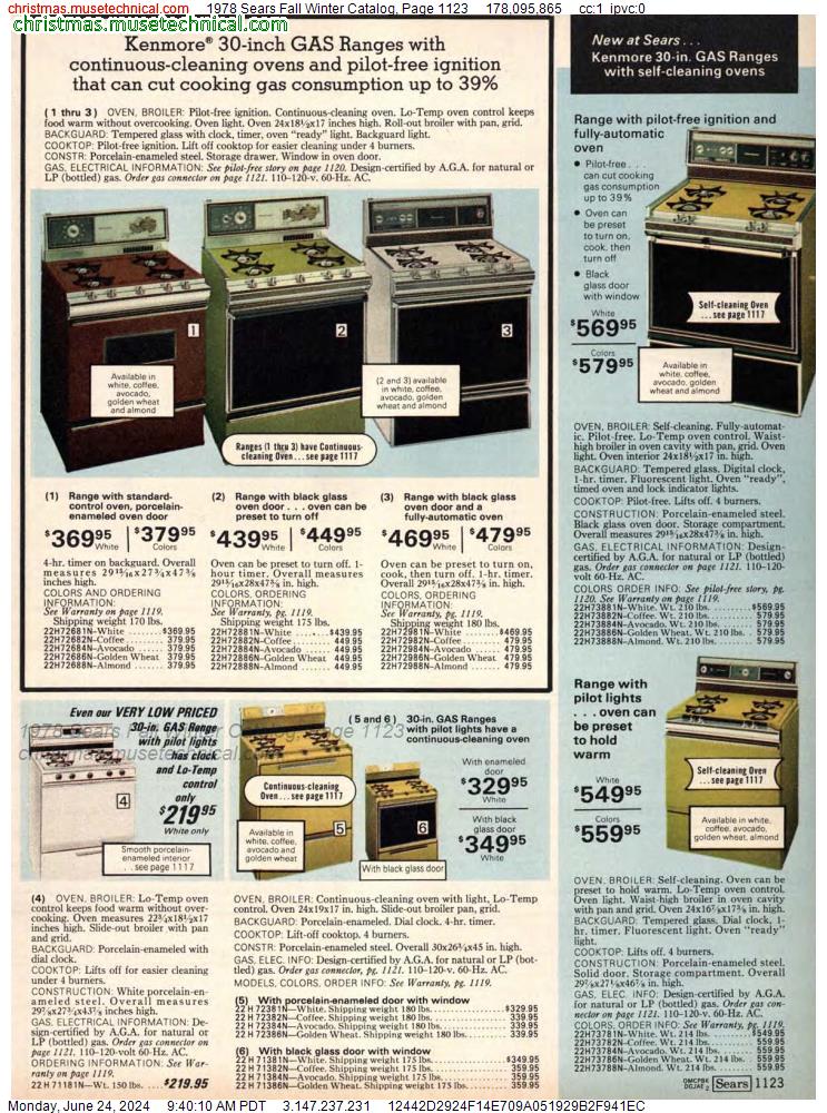 1978 Sears Fall Winter Catalog, Page 1123